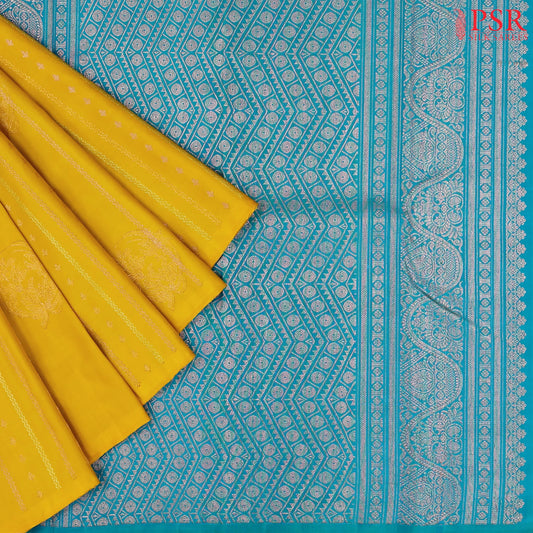 Mustard Yellow Kanchipuram Silk Saree
