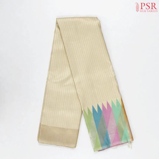 Cream Beige Kanchipuram Silk Saree