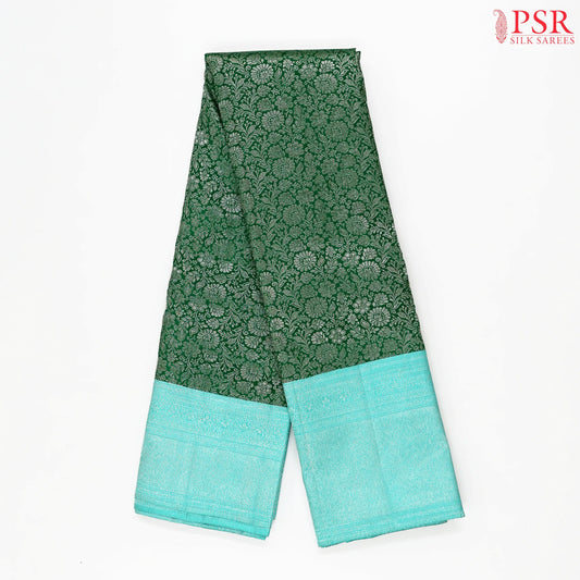 Dark Green Kanchipuram Jacquard Silk Saree