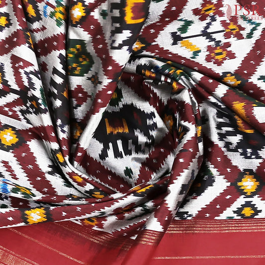 Grey Pochampally Silk Ikat Saree