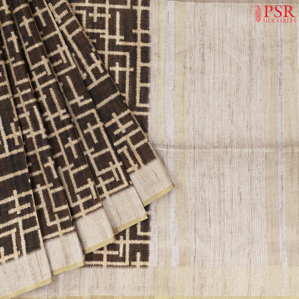Dark Mustard Brown Semi Tussar Saree