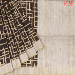 Dark Mustard Brown Semi Tussar Saree