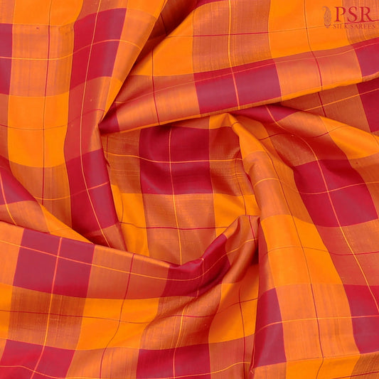 Rich Maroon & Saffron Kanchipuram Silk Saree