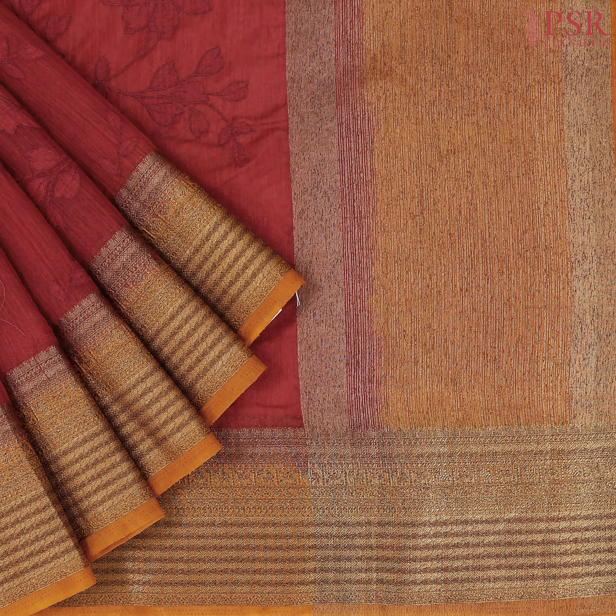 Dark Red Bamboo Silk Sarees