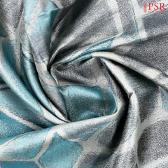 Cerulean Blue & Grey Kanchipuram Silk Saree