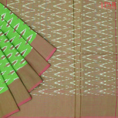 Parakeet Green Ikkat Cotton Saree