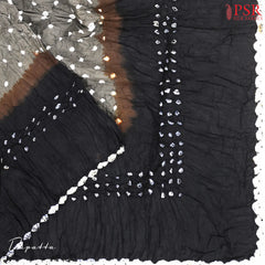 Black Crushed Bandhini Cotton Dress Material