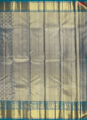 Golden Teal Kanchipuram Jacquard Tissue Silk Saree