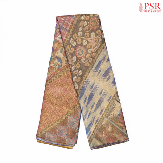 Onion Pink Kanchipuram Jacquard Tissue Silk Saree