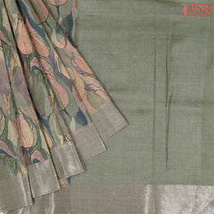Grey Green Kadhi Tussar Silk Saree