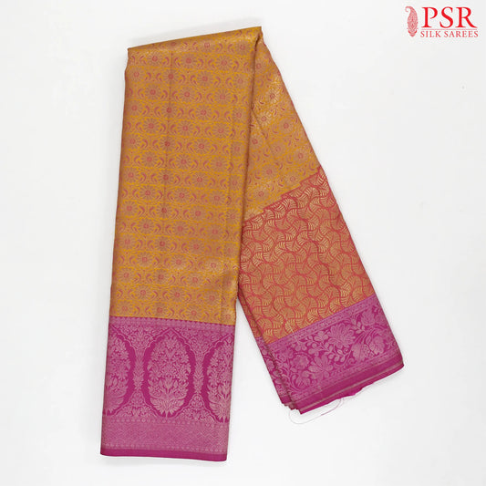 Tangerine Yellow Kanchipuram Silk Saree