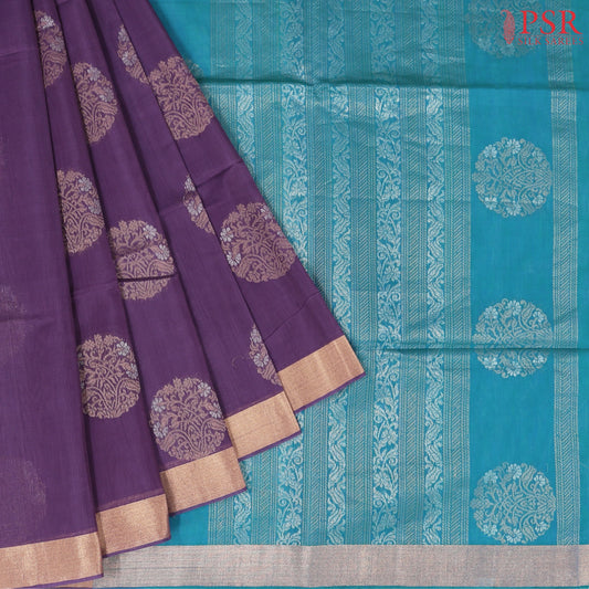 Dark Mauve Purple Silk Cotton Saree