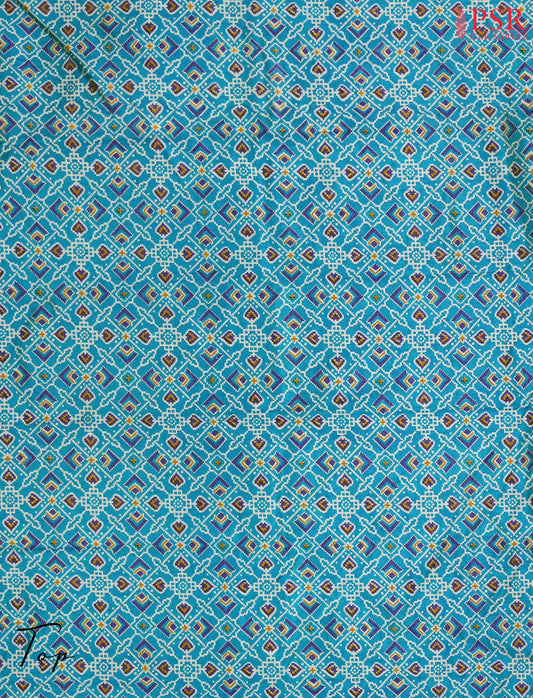 Peacock Blue Soft Patola Silk Cotton Dress Material