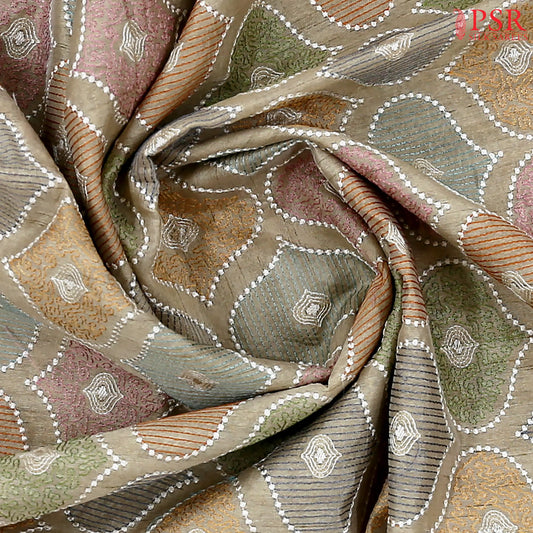 Beige Semi Dupion Saree