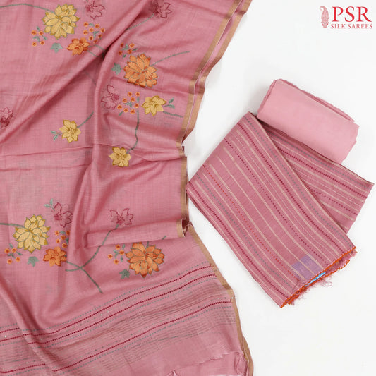 Light Pink Tassar Silk Dress Material
