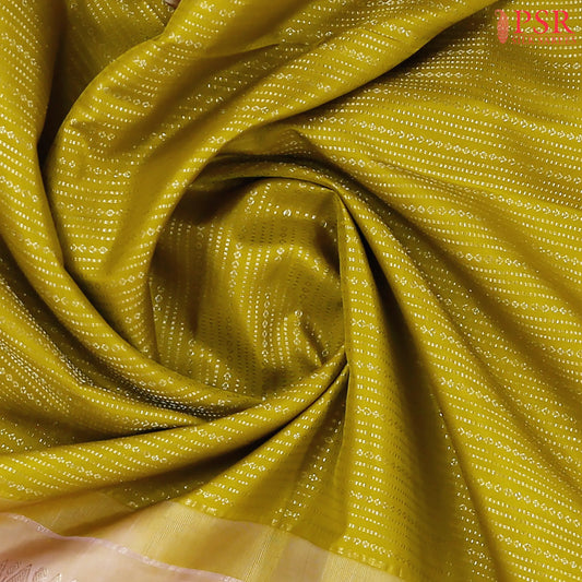 Dark Olive Yellow Kanchipuram Silk Saree