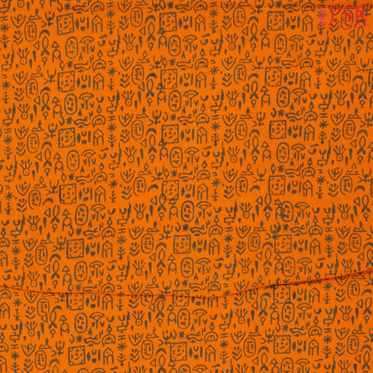 Orange Cotton Print Running Material