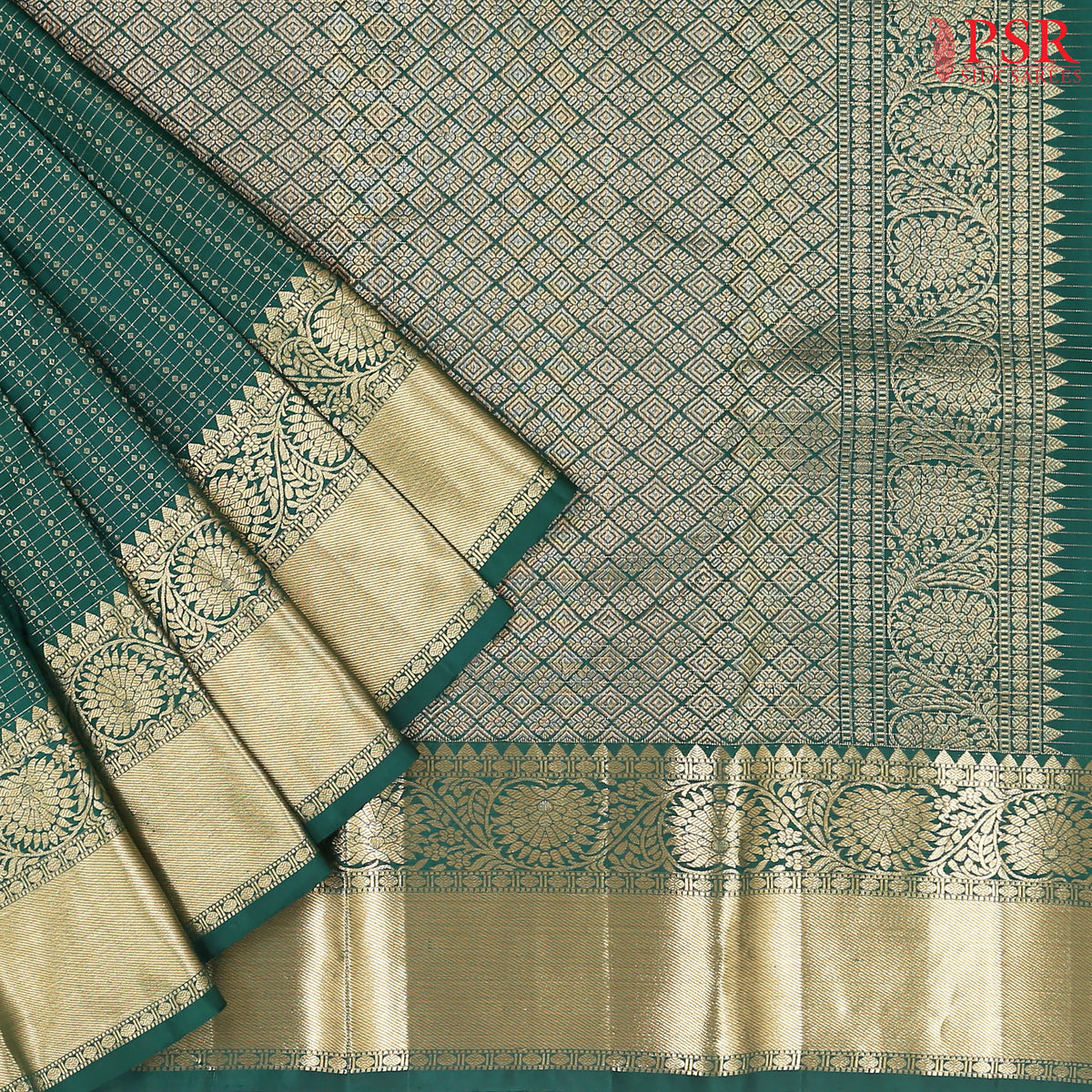 Dark Green Kanchipuram Silk Saree