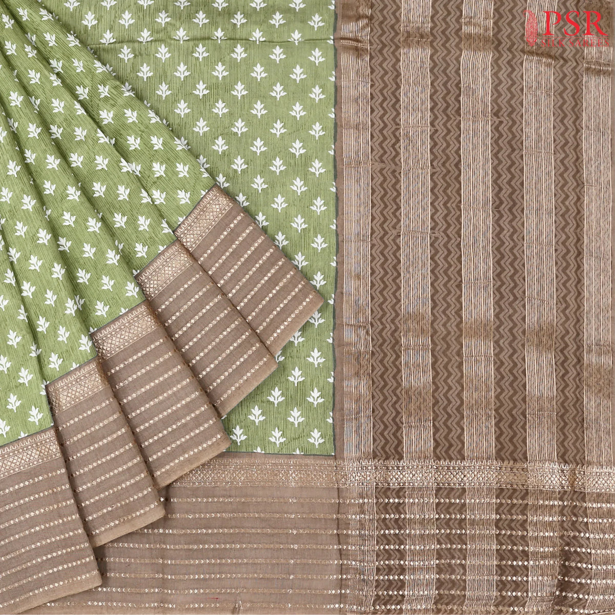 Khaki Green Assam Saree