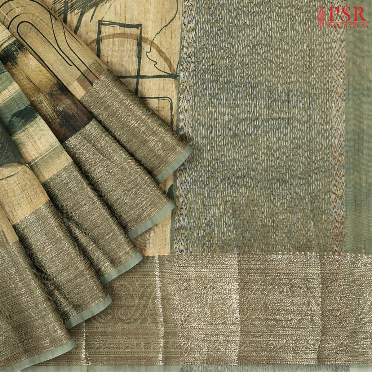 Olive Semi Dupion Saree
