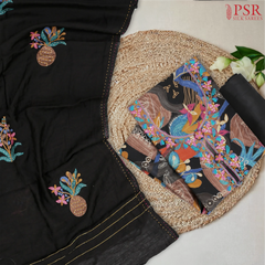 Black Semi Crepe Dress Material