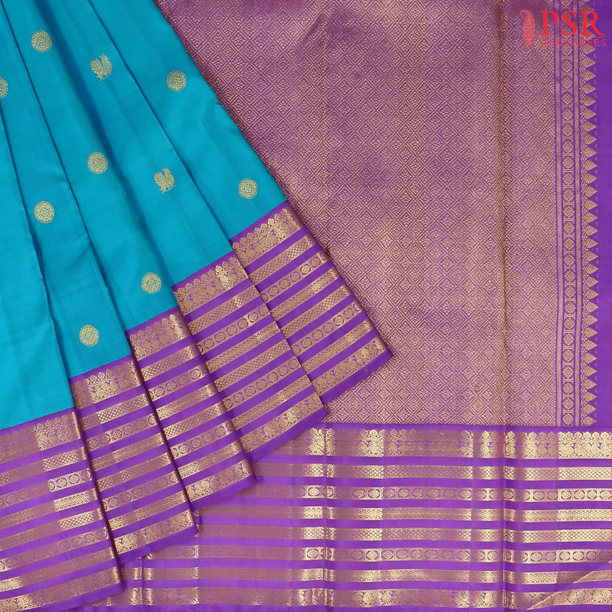 Chintamani Blue Kanchipuram Silk Saree