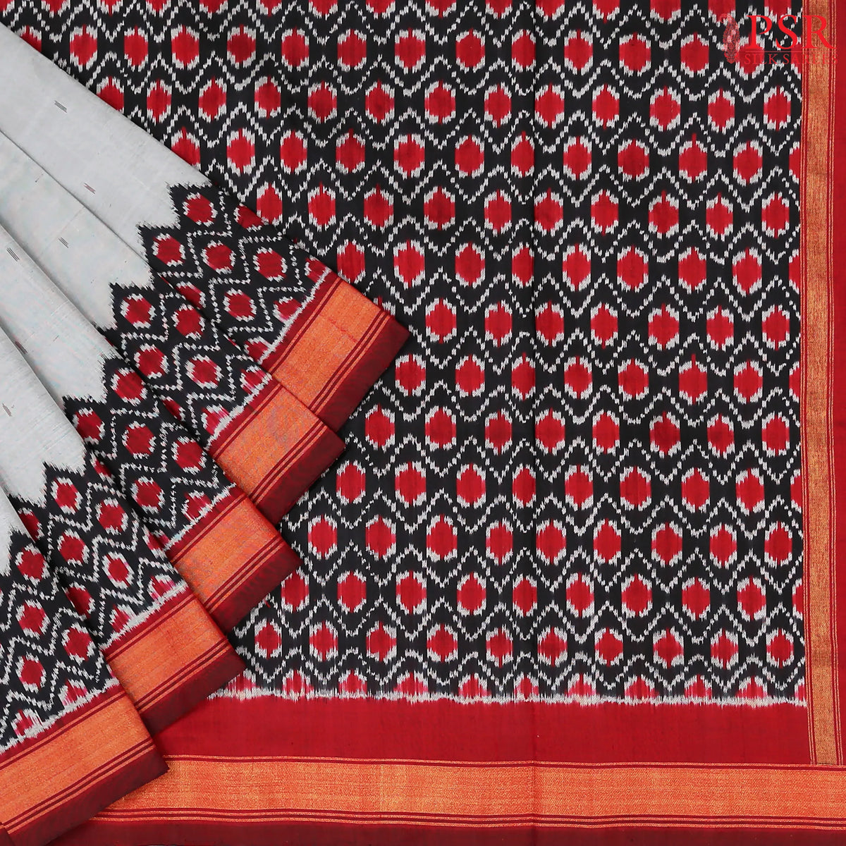 Grey Pochampally Silk Saree