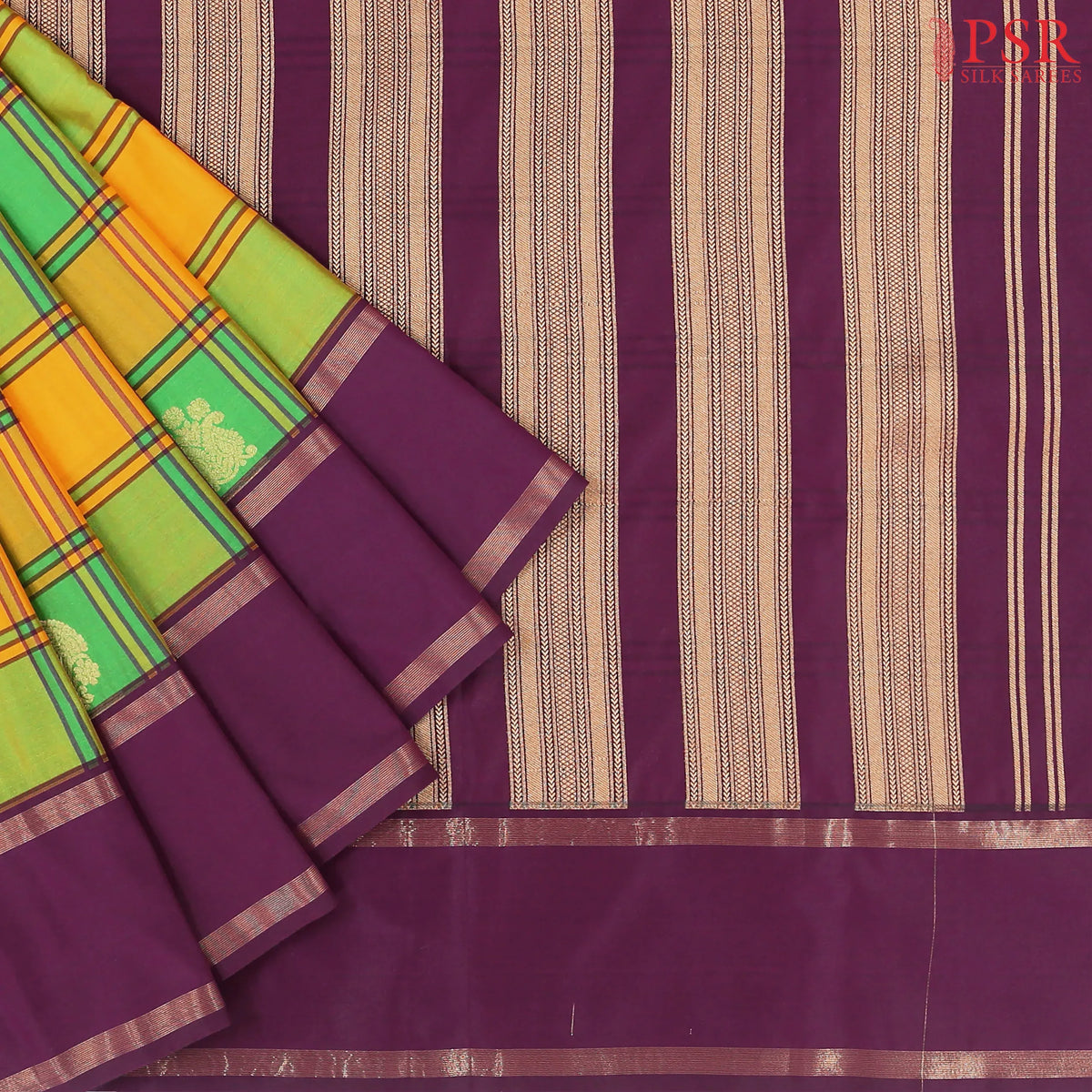 Green & Yellow Art Silk Saree