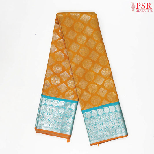 Amber Yellow Kanchipuram Silk Saree