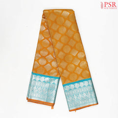 Amber Yellow Kanchipuram Silk Saree