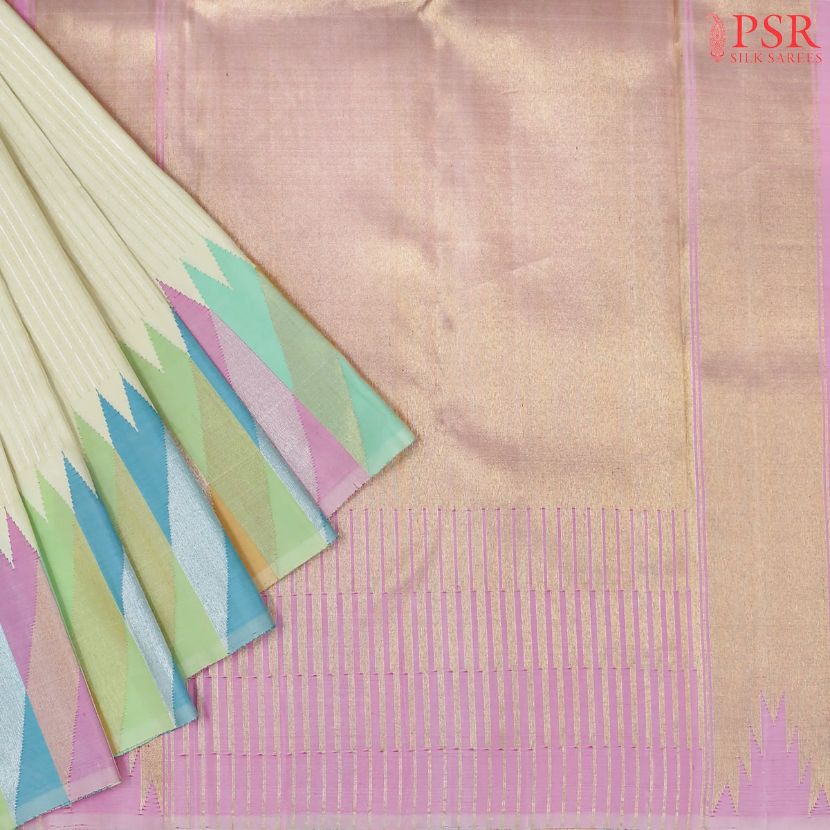 Cream Beige Kanchipuram Silk Saree
