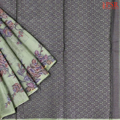 Sage Green Banaras Tussar Silk Saree
