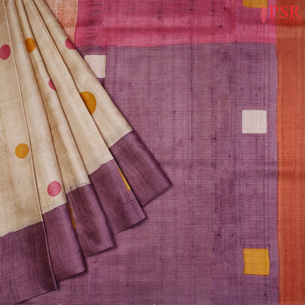 Beige Kadhi Tussar Silk Saree