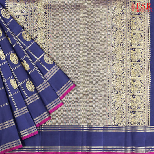 Dark Blue Kanchipuram Silk Saree