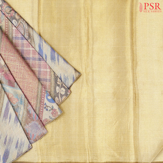 Onion Pink Kanchipuram Jacquard Tissue Silk Saree