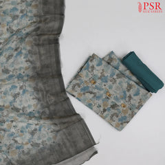 Blue Grey Semi Tissue Dress Material