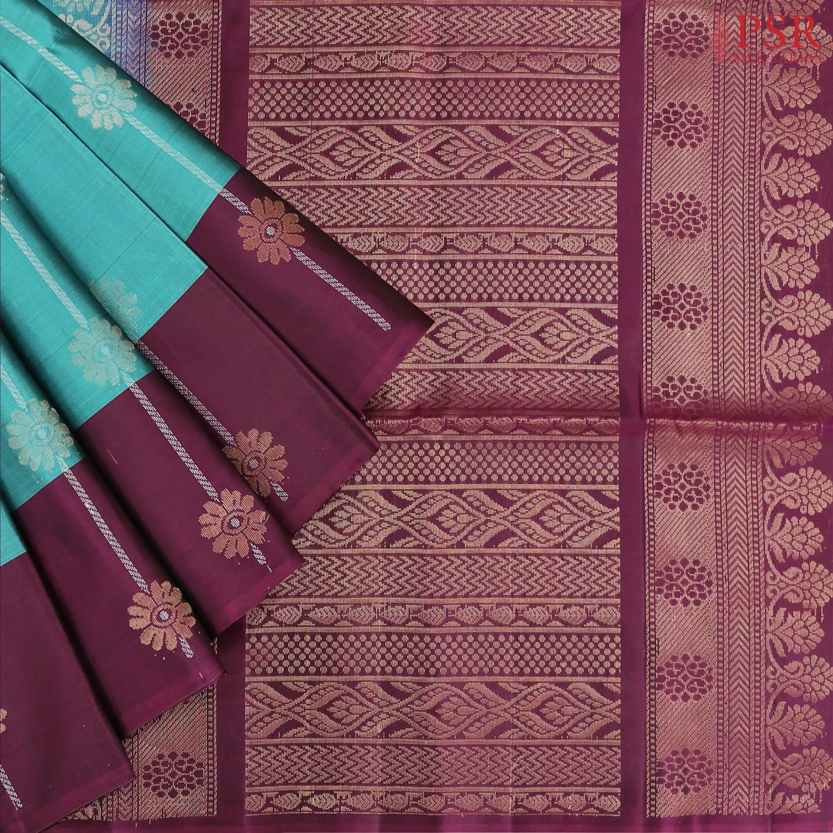 Viridian Blue Soft Silk Mix Saree