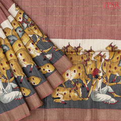 Onion Pink Kadhi Tussar Silk Saree