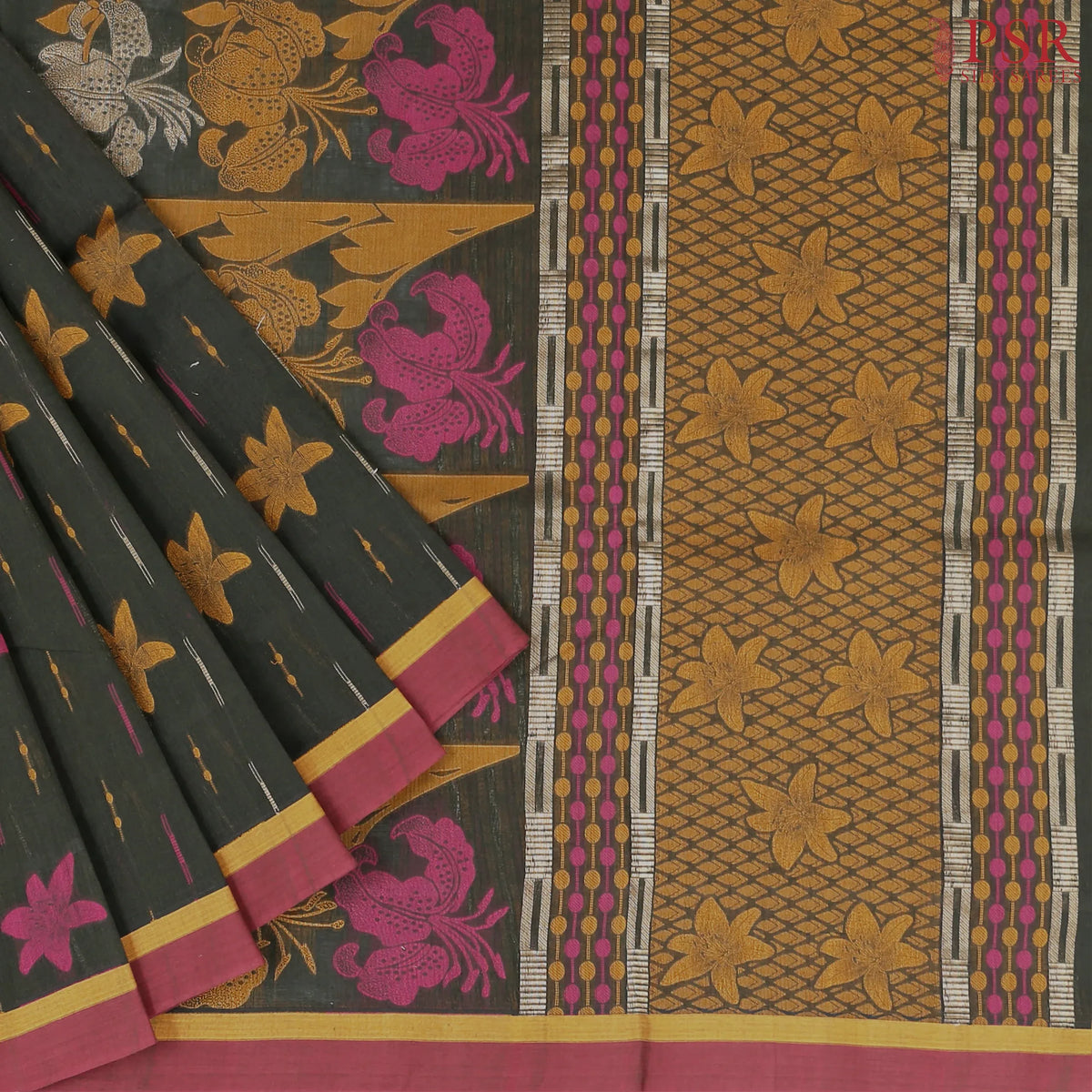 Resene Olive Green Kovai Cotton Saree