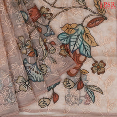 Heather Peach Tissue Organza Embroidery Saree