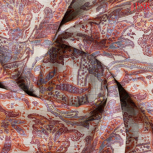 Grey & Purple Kota Saree