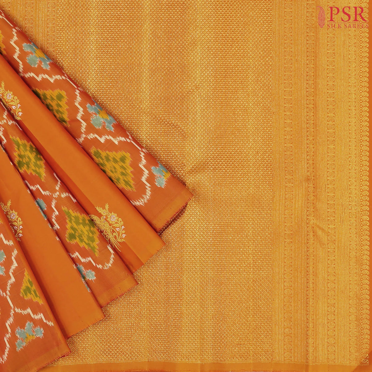 Pumpkin Orange Kanchipuram Silk Saree