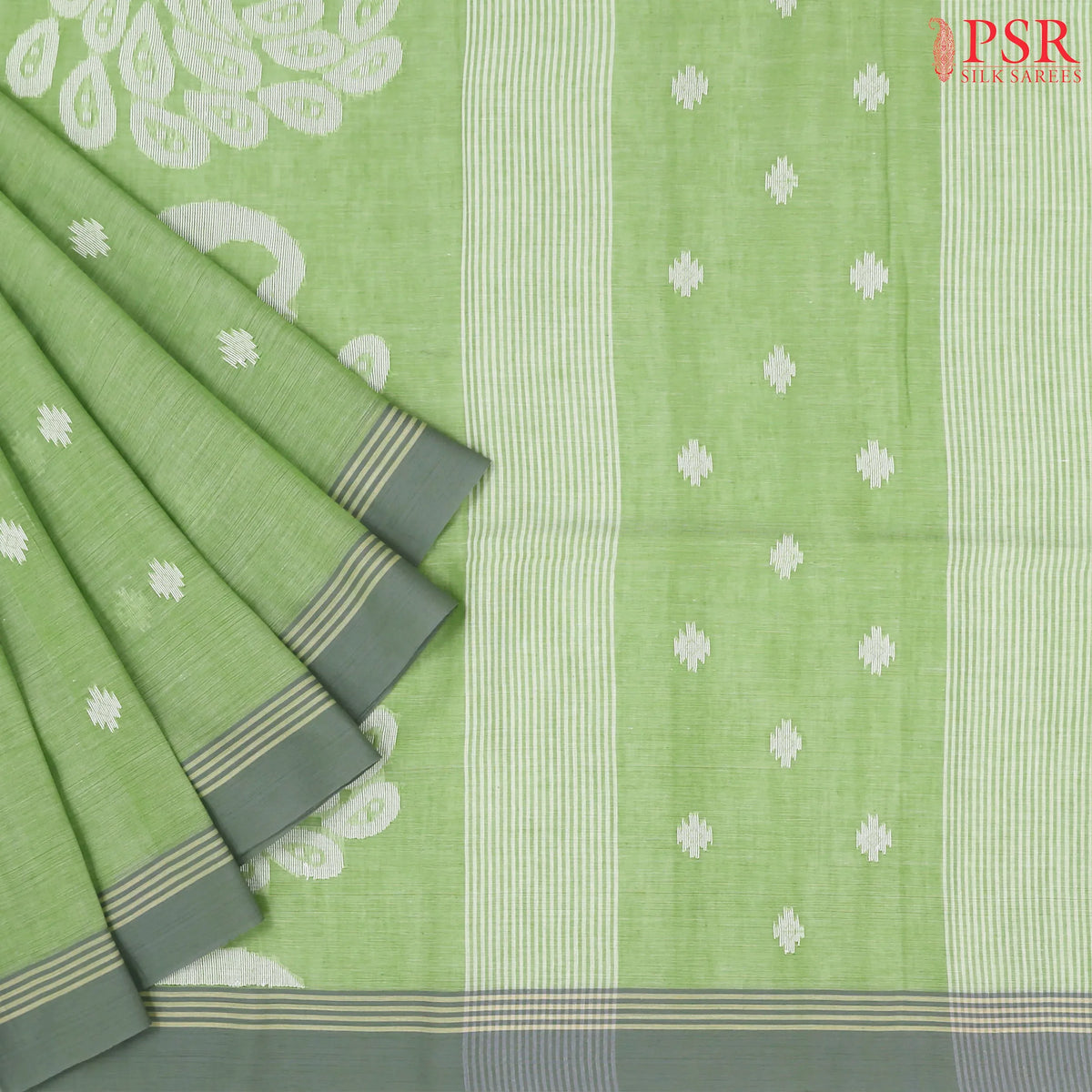 Pistachio Green Byloom Cotton Saree