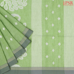 Pistachio Green Byloom Cotton Saree