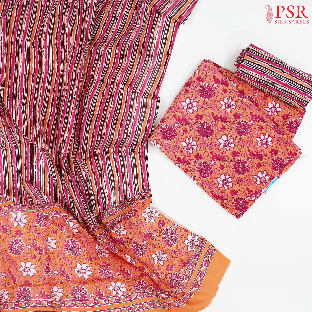 Orange Cotton Dress Material