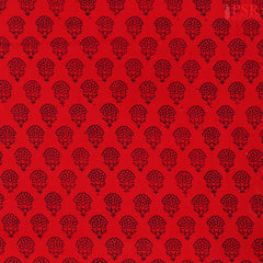 Red Cotton Print Running Material