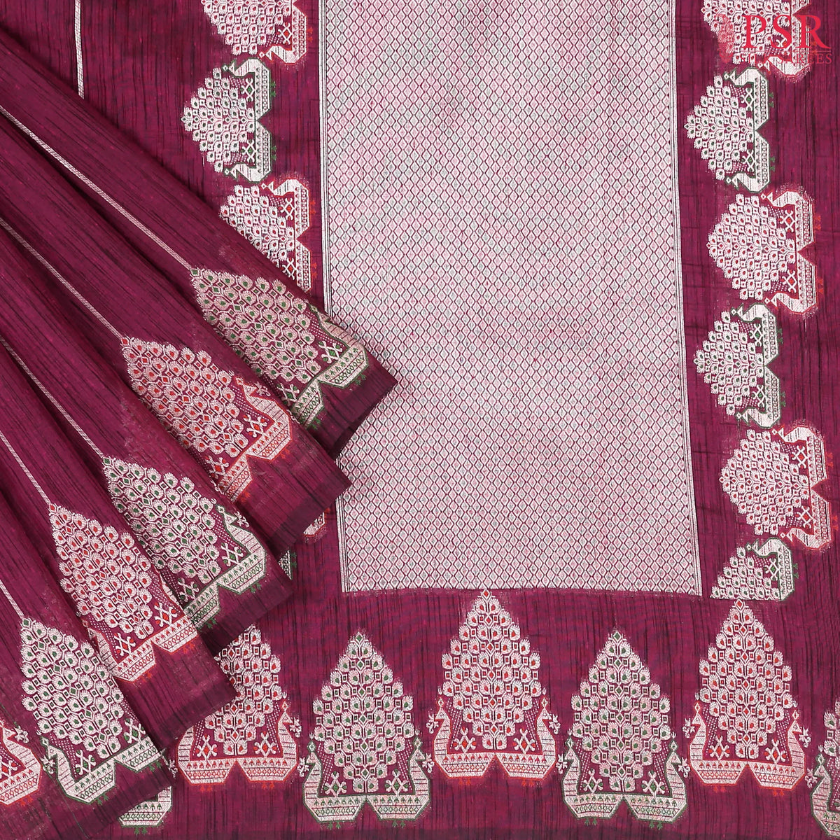 Tyrian Purple Semi Banaras Saree