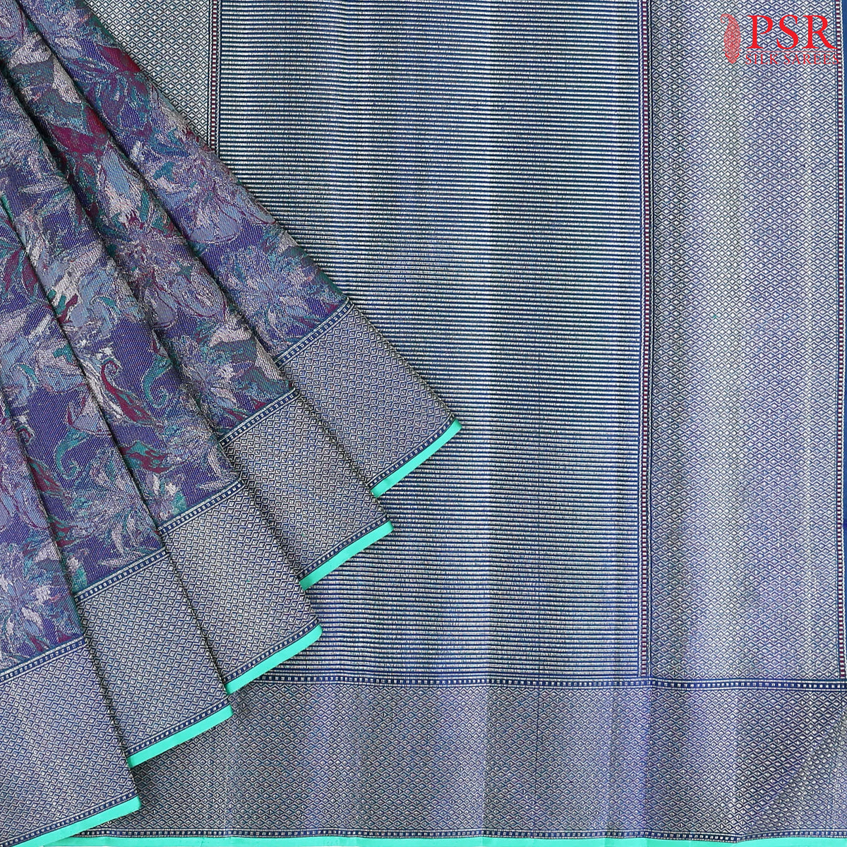 Dark Blue Kanchipuram Jacquard Silk Saree