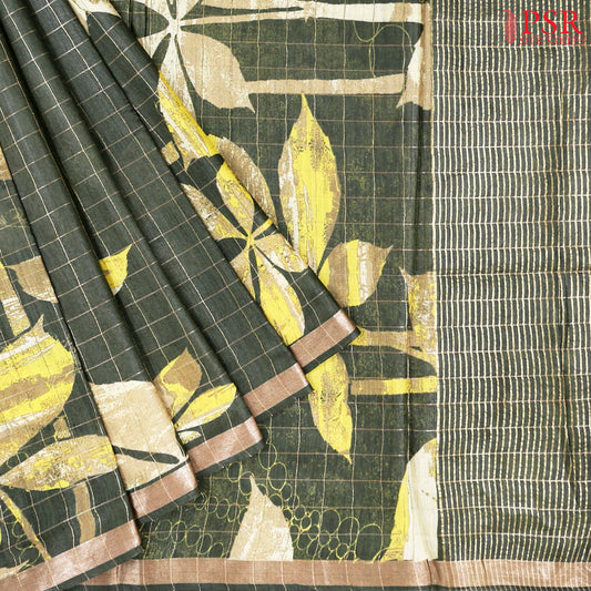 Army Green Kadhi Tussar Silk Saree
