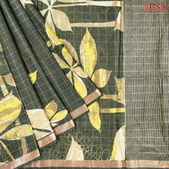 Army Green Kadhi Tussar Silk Saree